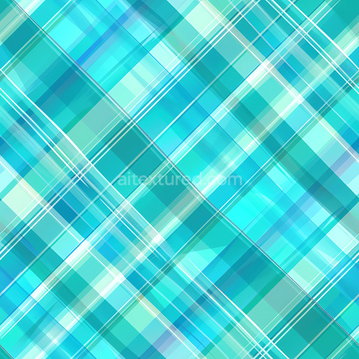 Seamless 3D PBR Texture of Turquoise and Aqua Blue Plaid Fabric Pattern