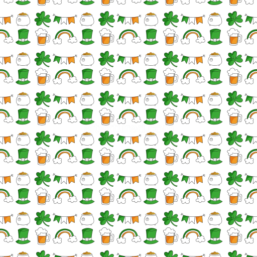 Seamless 3D PBR St Patrick digital paper texture with colorful festive icons