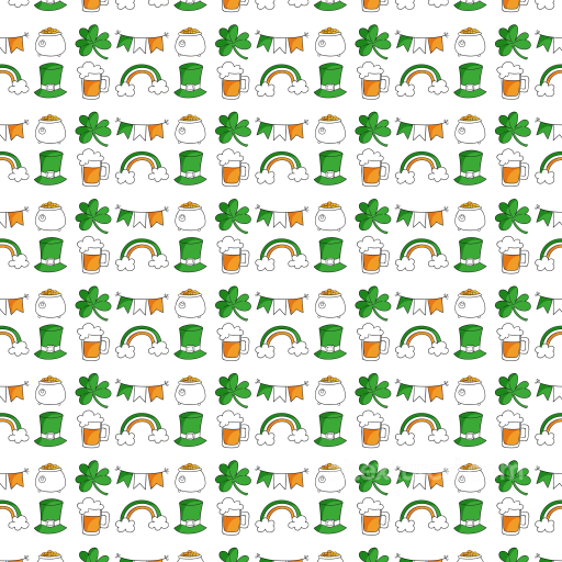St Patrick Digital Paper Texture With Colorful Festive Icons seamless St patrick digital paper bundle PBR texture