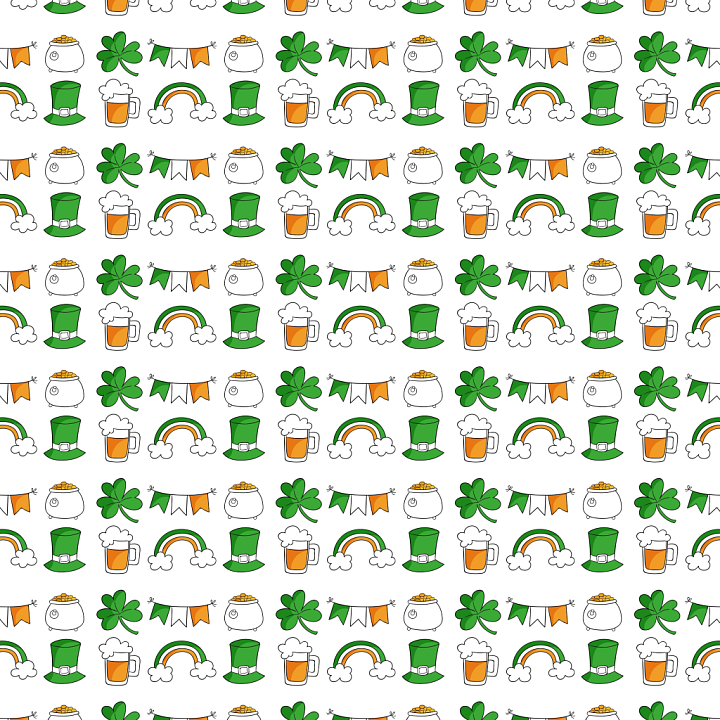 St Patrick Digital Paper With Colorful Festive Icons seamless PBR texture preview