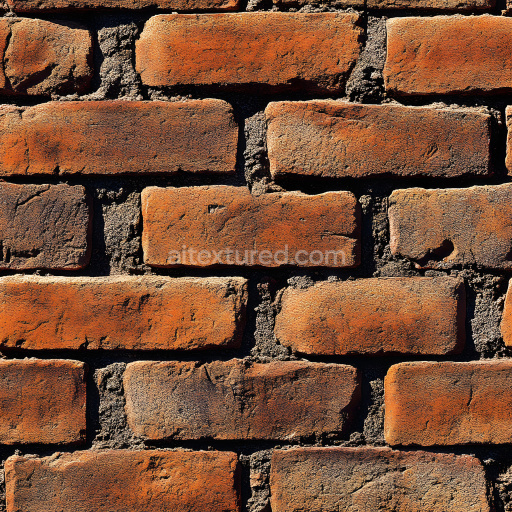 Seamless 3D cracked red brick wall PBR texture with rough mortar