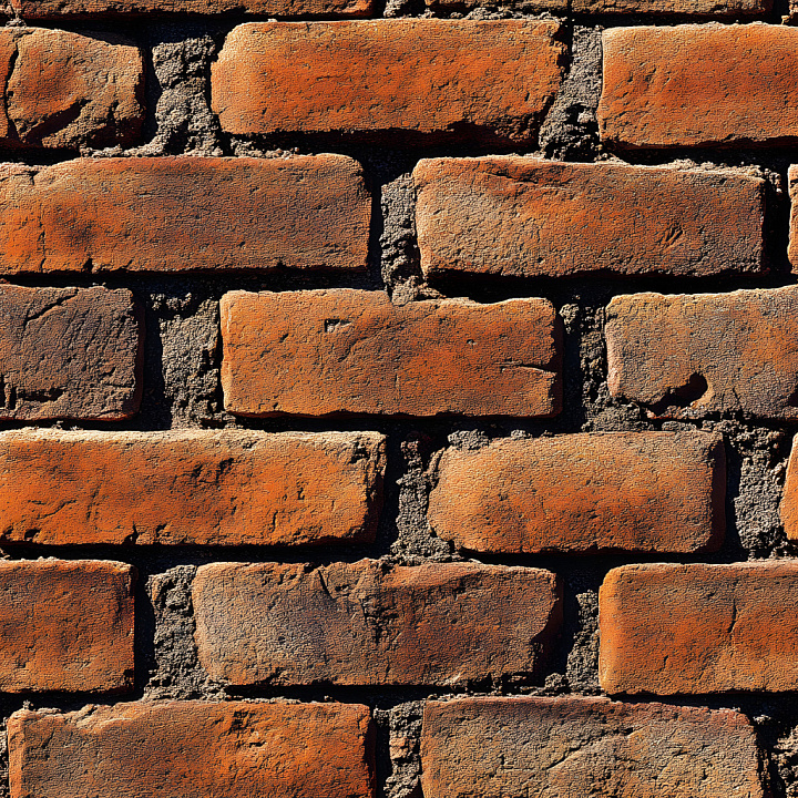 Cracked Red Brick Wall With Rough Mortar seamless PBR texture preview