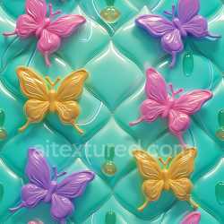 seamless Seamless 3D Inflated Vinyl Diamond Quilting Texture with Glossy Butterflies texture 8k free download PBR