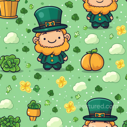 Featuring Cartoon St Patrick Elements on Light Green Background seamless St patrick digital paper bundle PBR texture