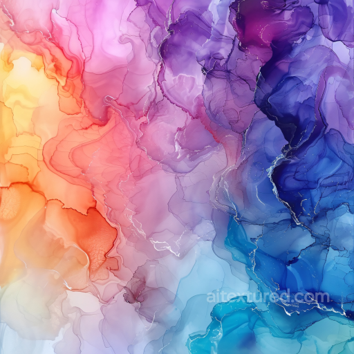 Alcohol Ink PBR Texture Featuring Vibrant Gradient Swirls in Warm and Cool Hues seamless Alcohol ink PBR texture