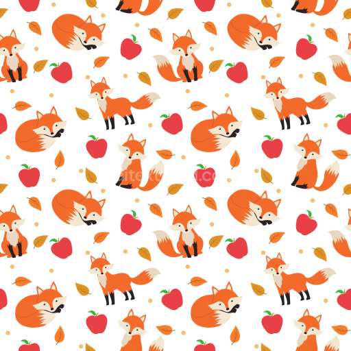 Pattern Bundle - Seamless 3D Pattern PBR Texture Featuring Cute Foxes, Apples, and Autumn Leaves texture preview