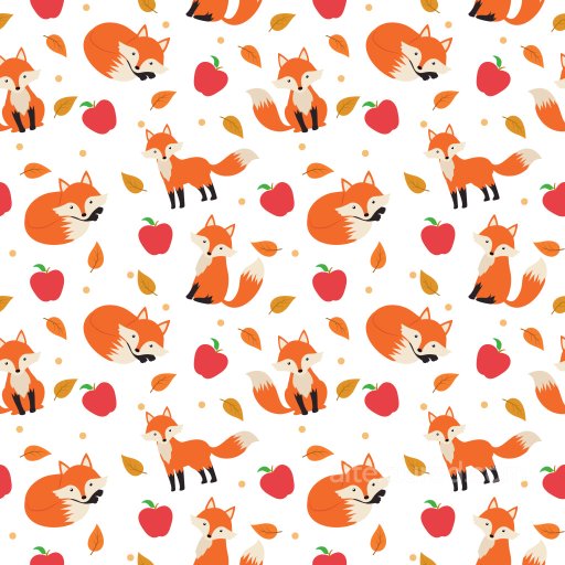 Pattern PBR Texture Featuring Cute Foxes, Apples, and Autumn Leaves seamless Pattern Bundle PBR texture