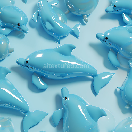 Seamless 3D Inflated Vinyl Dolphin Toy PBR Texture in Glossy Blue
