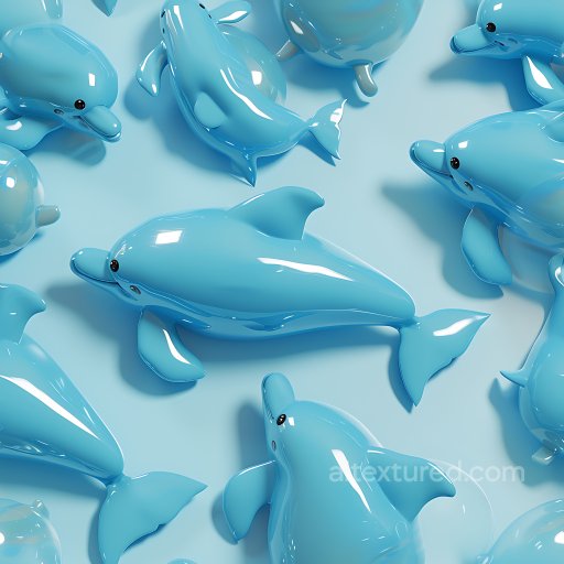 Inflated Vinyl Dolphin Toy PBR Texture in Glossy Blue seamless Inflated PBR texture