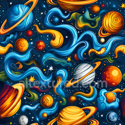 seamless Seamless 3D Stylized Space PBR Texture Featuring Colorful Nebulae and Planets texture 8k free download PBR