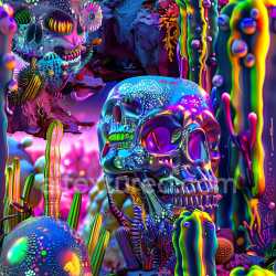 seamless Seamless 3D PBR Graffiti Texture Featuring Neon Skull and Colorful Street Art texture 8k free download PBR
