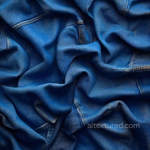 Wrinkled Denim Fabric Texture with Blue Folds and Stitching seamless Denim jeans PBR texture