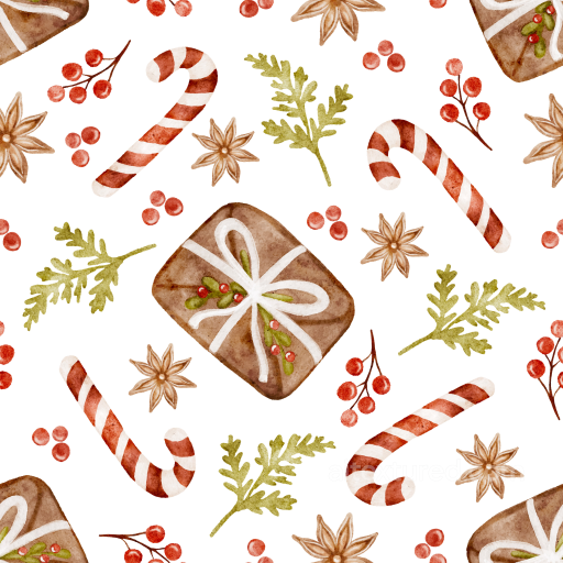 Christmas Vintage Texture of Vintage Christmas Watercolor Pattern with Candy Canes and Gi… seamless Christmas vintage PBR texture