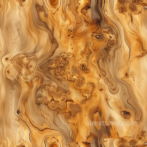 Knotted Burl Wood Seamless Texture with Warm Grain Patterns seamless Wood PBR texture