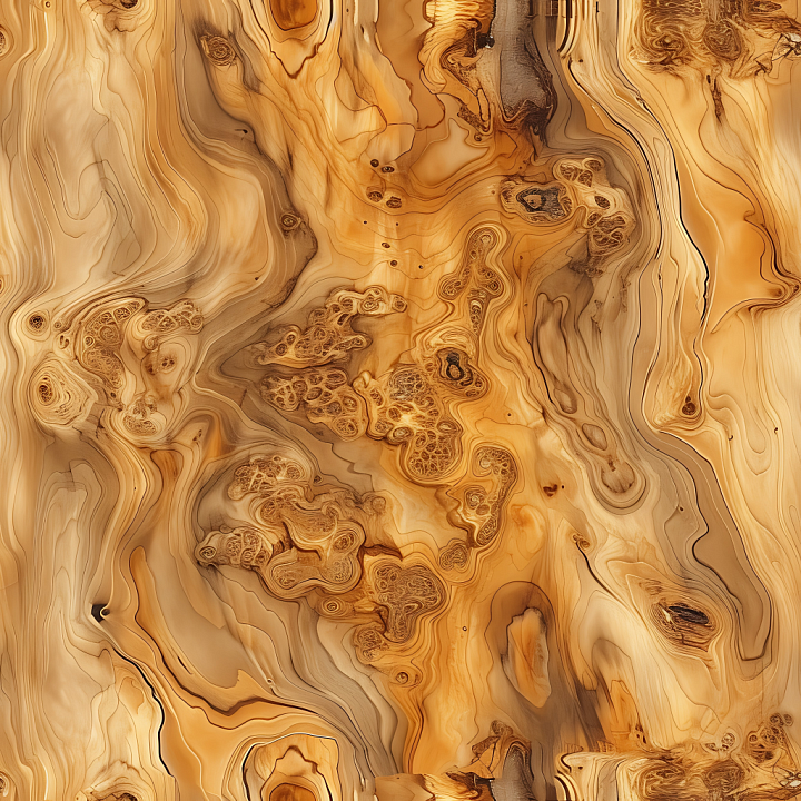 Knotted Burl Wood with Warm Grain Patterns seamless PBR texture preview