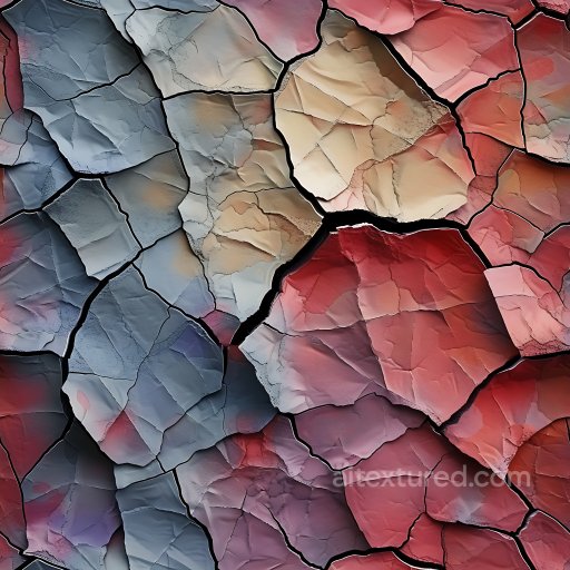 Cracked Painted Surface PBR Texture with Multicolor Fractured Paint seamless Cracked & Holes PBR texture