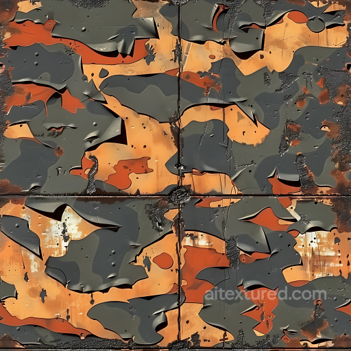Urban Camouflage Texture on Worn, Rusted Metal Surface seamless Color Camouflage PBR texture