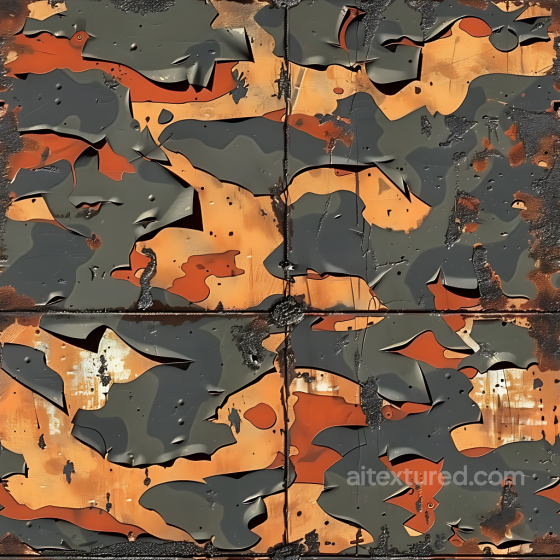 Urban Camouflage Texture on Worn, Rusted Metal Surface Color Camouflage texture preview