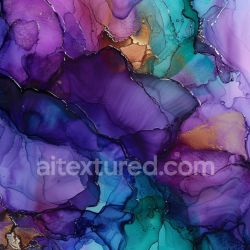 seamless Seamless 3D Alcohol Ink PBR Texture Featuring Violet and Blue Fluid Swirls with Gold Veins texture 8k free download PBR