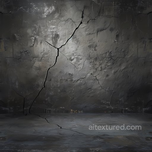 Cracked Dark Concrete Surface Texture with Deep Fractures seamless Cracked & Holes PBR texture