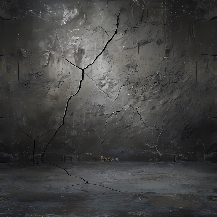 Cracked Dark Concrete Surface with Deep Fractures seamless PBR texture preview