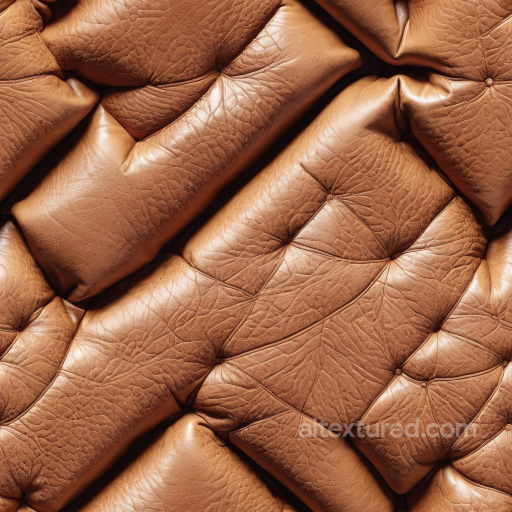 Quilted Light Brown Leather PBR Texture with Distinct Grain and Padded Panels seamless Leather PBR texture