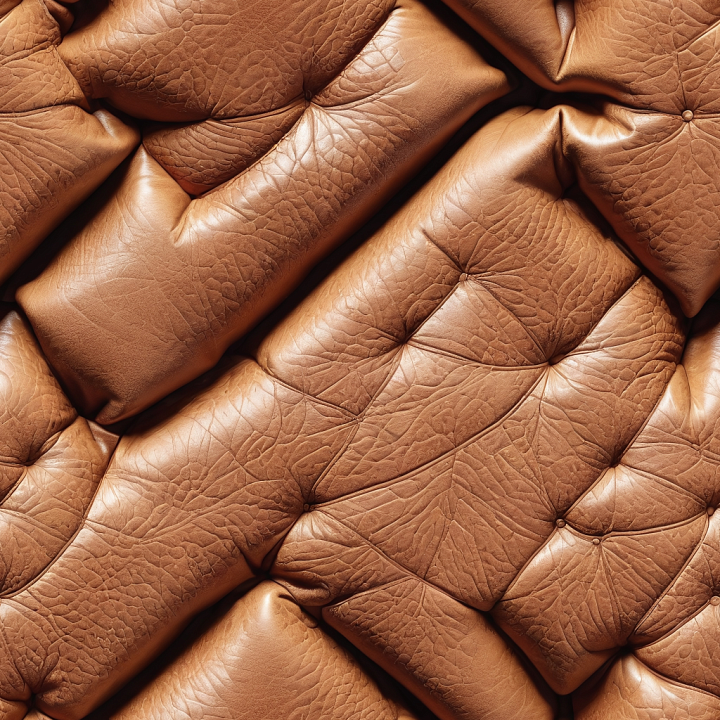 Quilted Light Brown Leather with Distinct Grain and Padded Panels seamless PBR texture preview