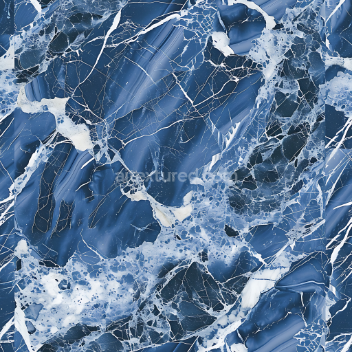 Seamless Blue Savoy Marble 3D PBR Texture with Natural Veining