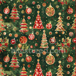 seamless Seamless 3D PBR Christmas-themed Digital Paper Texture with Stylized Trees and Ornaments texture 8k free download PBR
