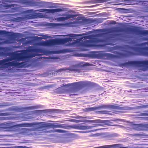 Seamless 3D Water PBR Texture Featuring Lavender-Colored Ocean Surface with Soft Waves and Light Reflections