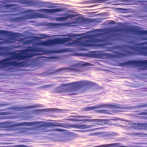Water PBR Texture Featuring Lavender-Colored Ocean Surface with Soft Waves and Light Refl… seamless Water PBR texture