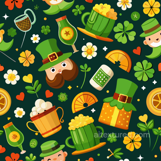 Featuring St Patrick Day Fun Icons and Patterns seamless St patrick digital paper bundle PBR texture