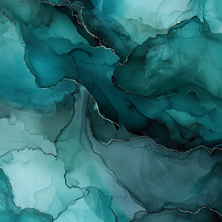 Alcohol Ink Featuring Flowing Teal and Aquamarine Fluid Waves seamless PBR texture preview