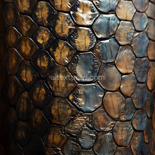 Seamless 3D PBR Reptilian Skin Texture with Glossy Scales and Organic Patterns