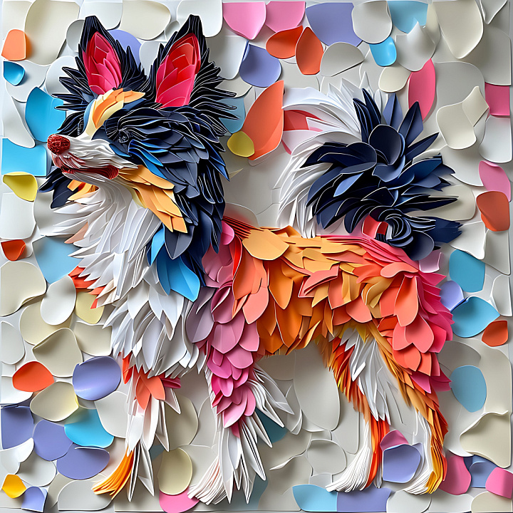 Featuring Stylized Multicolor Chinese Crested Dog Fur seamless PBR texture preview