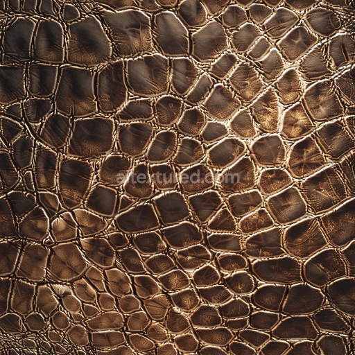 Seamless 3D Distressed Brown Crocodile Leather PBR Texture with Natural Grain and Shine