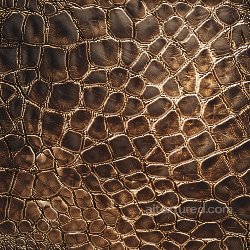 Distressed Brown Crocodile Leather PBR Texture with Natural Grain and Shine seamless Leather PBR texture