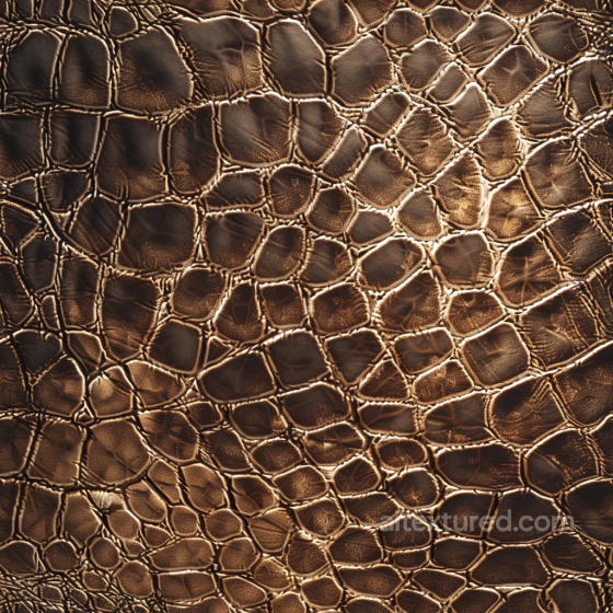 Distressed Brown Crocodile Leather PBR Texture with Natural Grain and Shine Leather texture preview