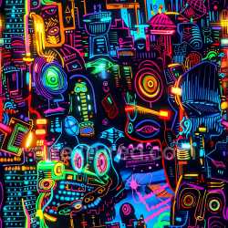 seamless Seamless 3D PBR Texture Featuring Vibrant Neon Graffiti with Abstract Urban Motifs texture 8k free download PBR