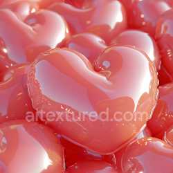 seamless Seamless 3D Inflated Heart-Shaped Glossy Vinyl PBR Texture in Red texture 8k free download PBR