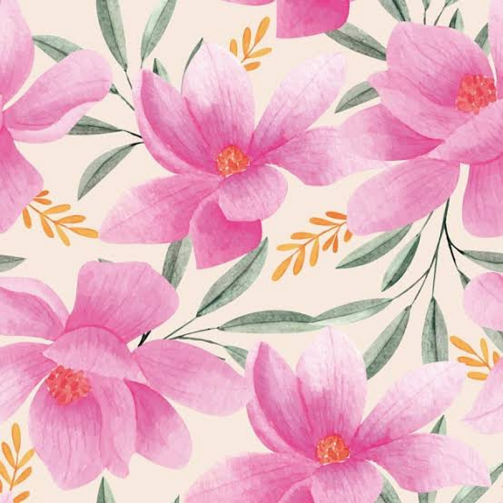 Featuring Soft Pink Watercolor Flowers with Green Leaves seamless PBR texture preview