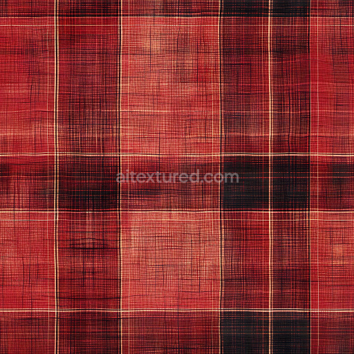 Seamless 3D PBR Texture of Red Plaid Fabric with Distinctive Woven Pattern