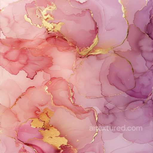 Alcohol Ink PBR Texture Featuring Pink Hues and Gold Veins seamless Alcohol ink PBR texture