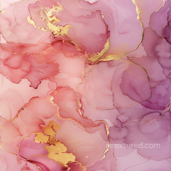 Alcohol Ink PBR Texture Featuring Pink Hues and Gold Veins Alcohol ink texture preview