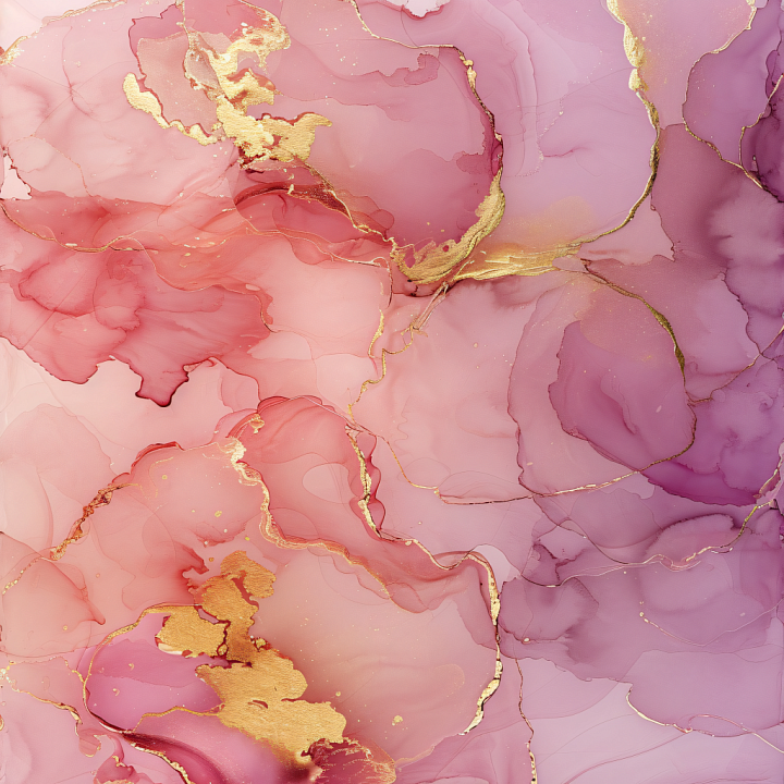 Alcohol Ink Featuring Pink Hues and Gold Veins seamless PBR texture preview