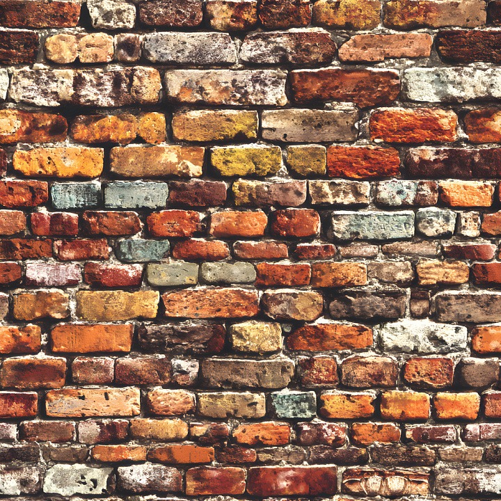 Cracked Vintage Multicolor Brick Wall seamless PBR texture preview