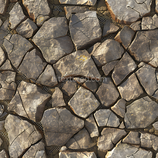 Seamless 3D Weathered Cracked Stone Ground PBR Texture with Natural Erosion