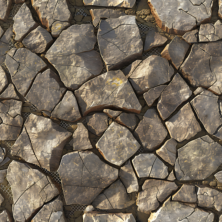 Weathered Cracked Stone Ground with Natural Erosion seamless PBR texture preview