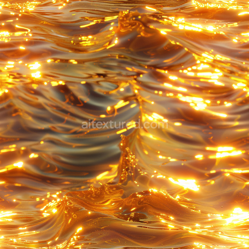 Seamless 3D PBR Texture of Glossy Flowing Golden Fluid Surface