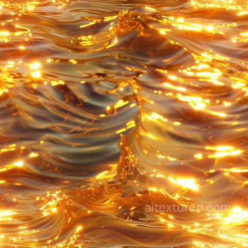 Seamless 3D PBR Texture of Glossy Flowing Golden Fluid Surface texture preview